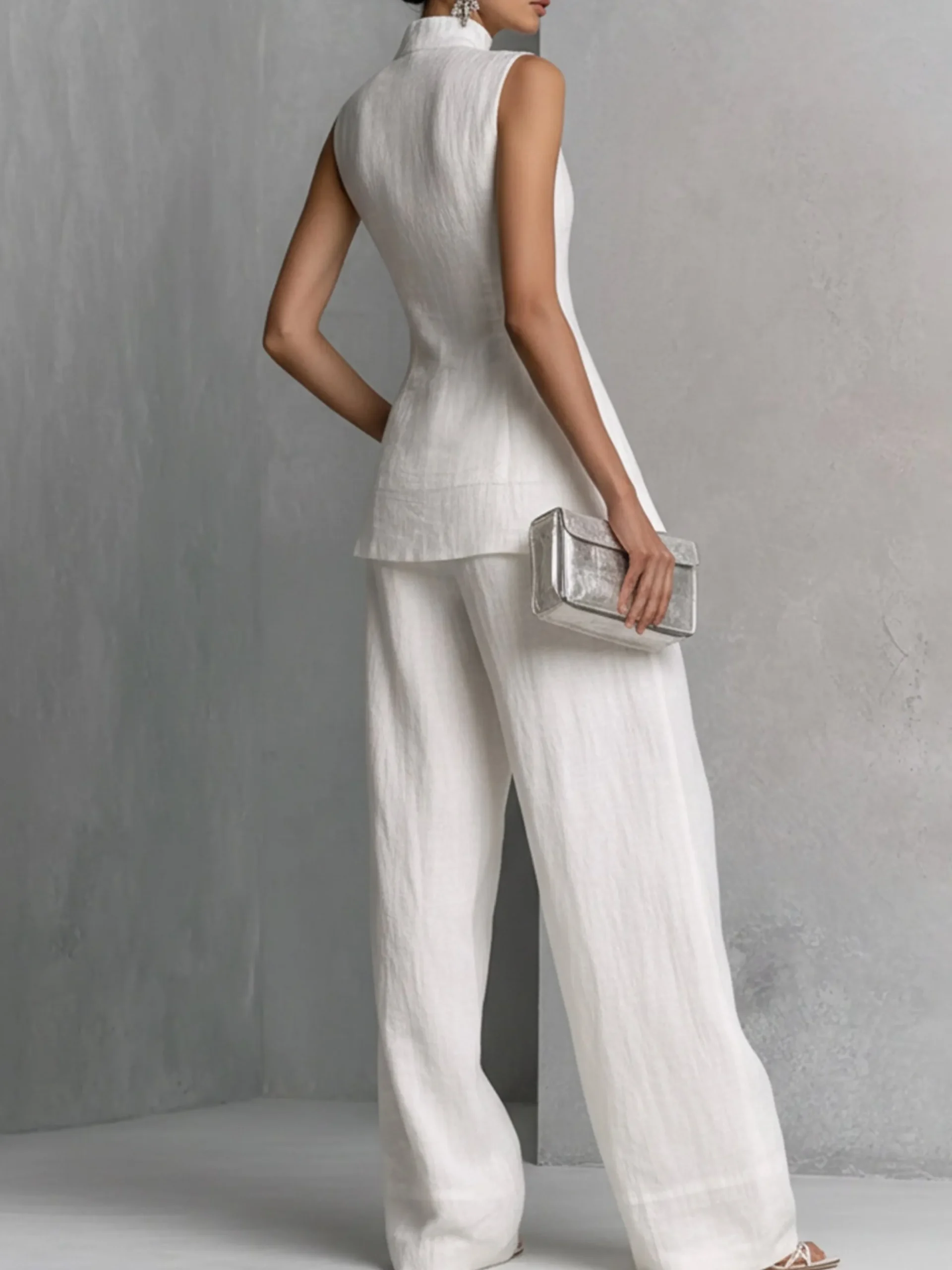 Casual Solid High Waisted H-Line Trousers