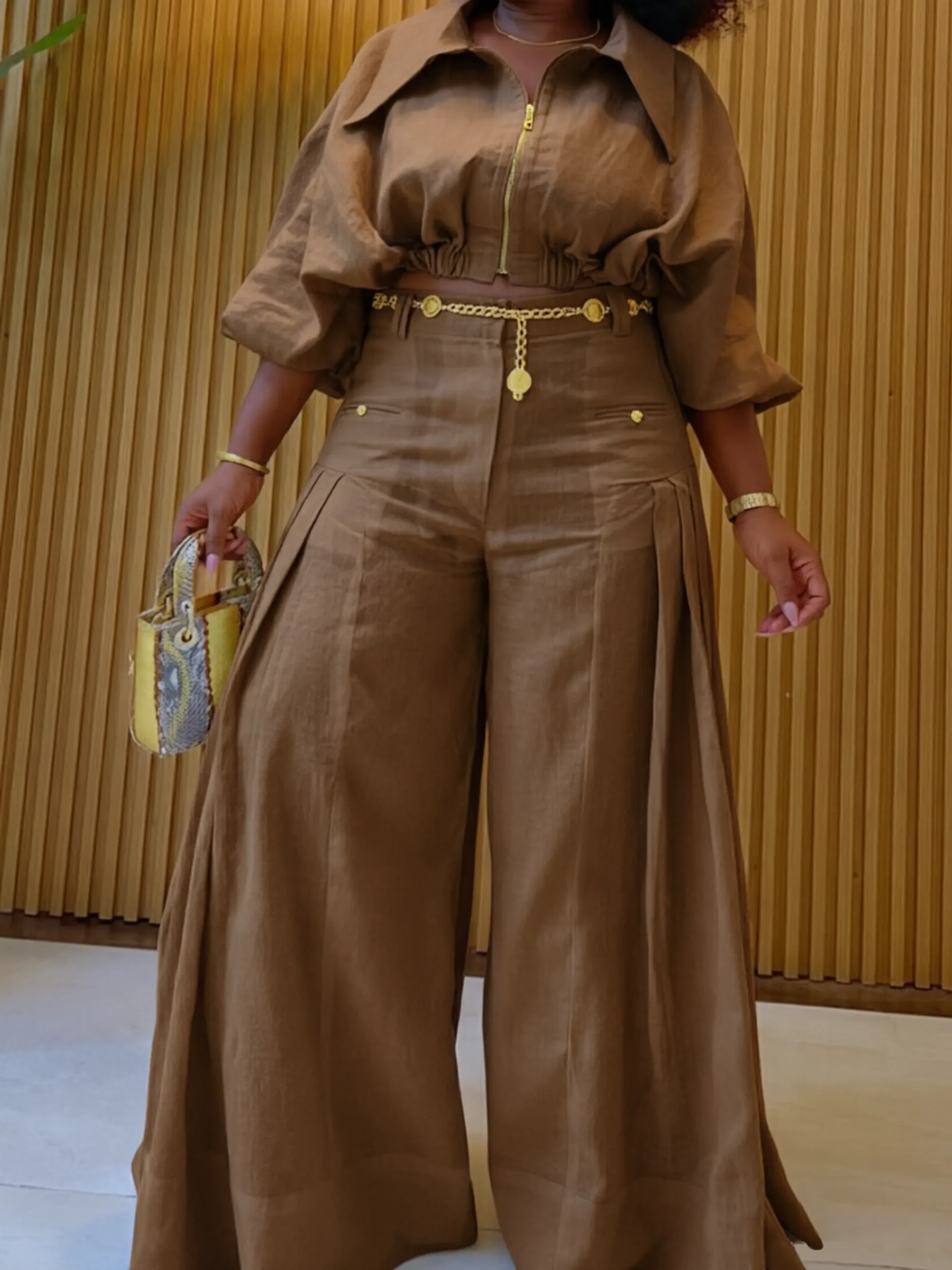 Casual Solid Loose Fit Cotton And Linen Wide Leg Pants for Daily Wear