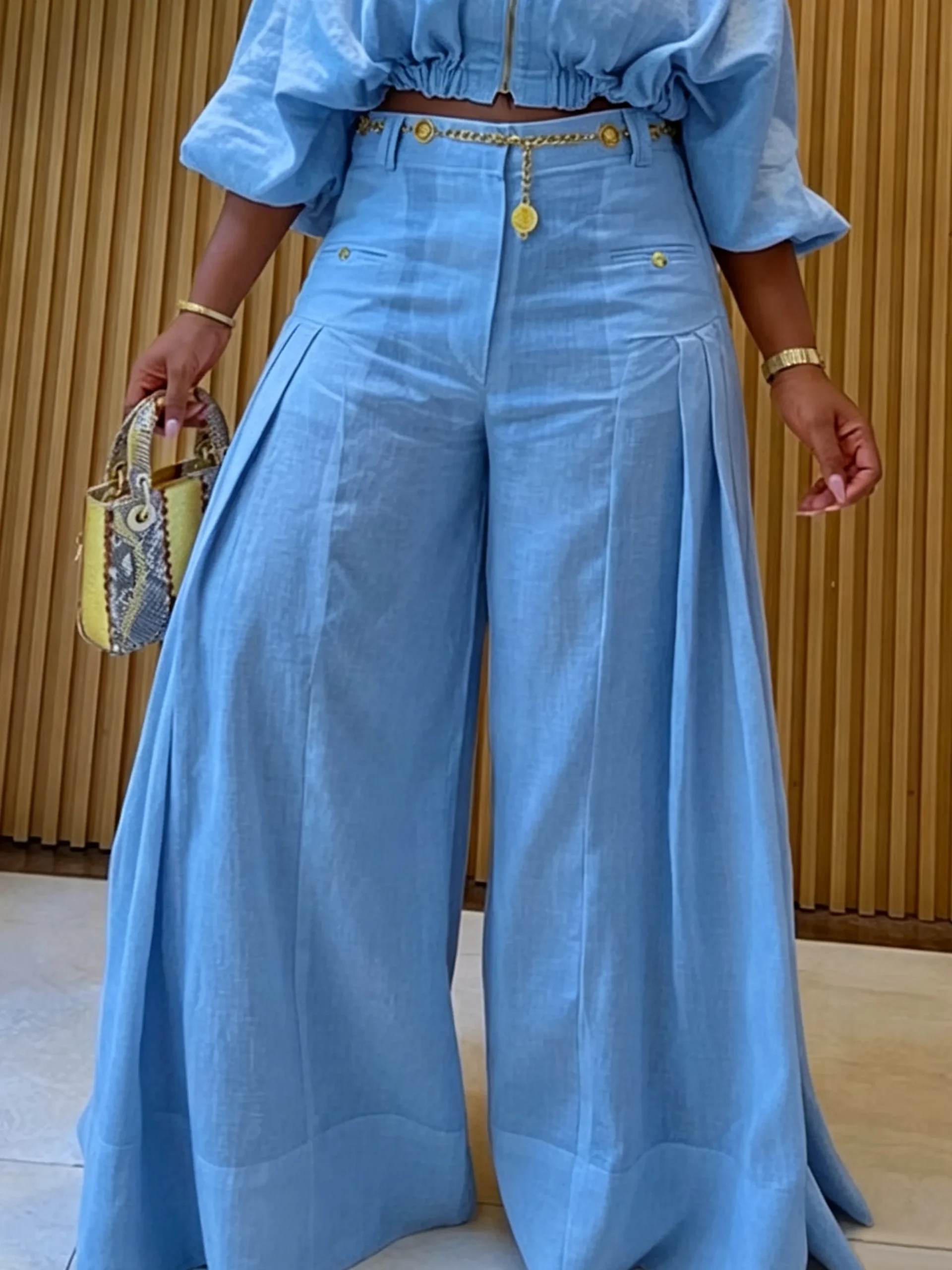 Casual Solid Loose Fit Cotton And Linen Wide Leg Pants for Daily Wear
