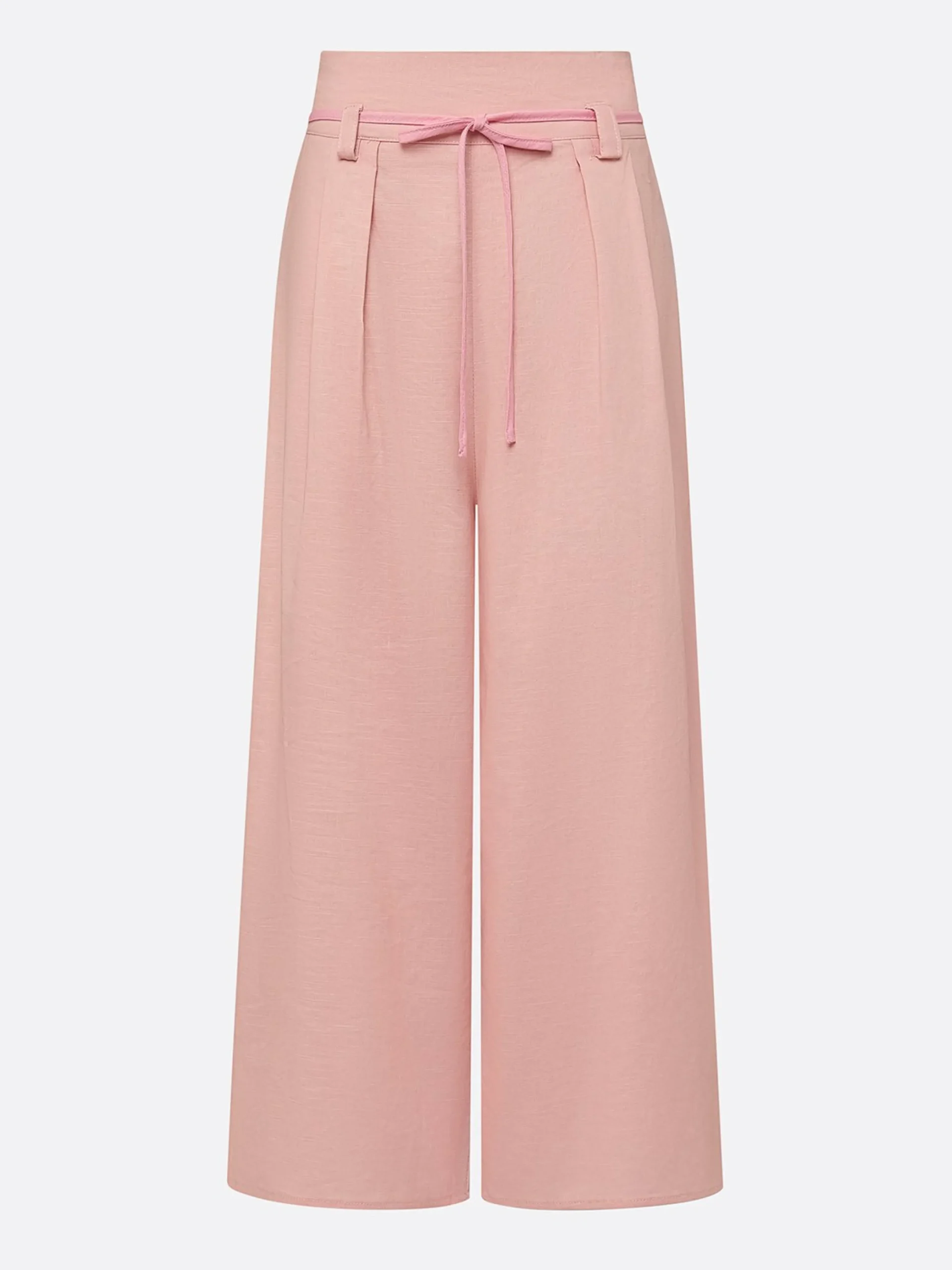 Casual Solid Relaxed Cropped Lace-up Wide Leg Pants