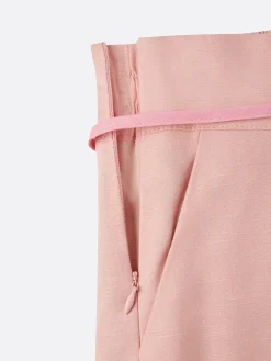 Casual Solid Relaxed Cropped Lace-up Wide Leg Pants