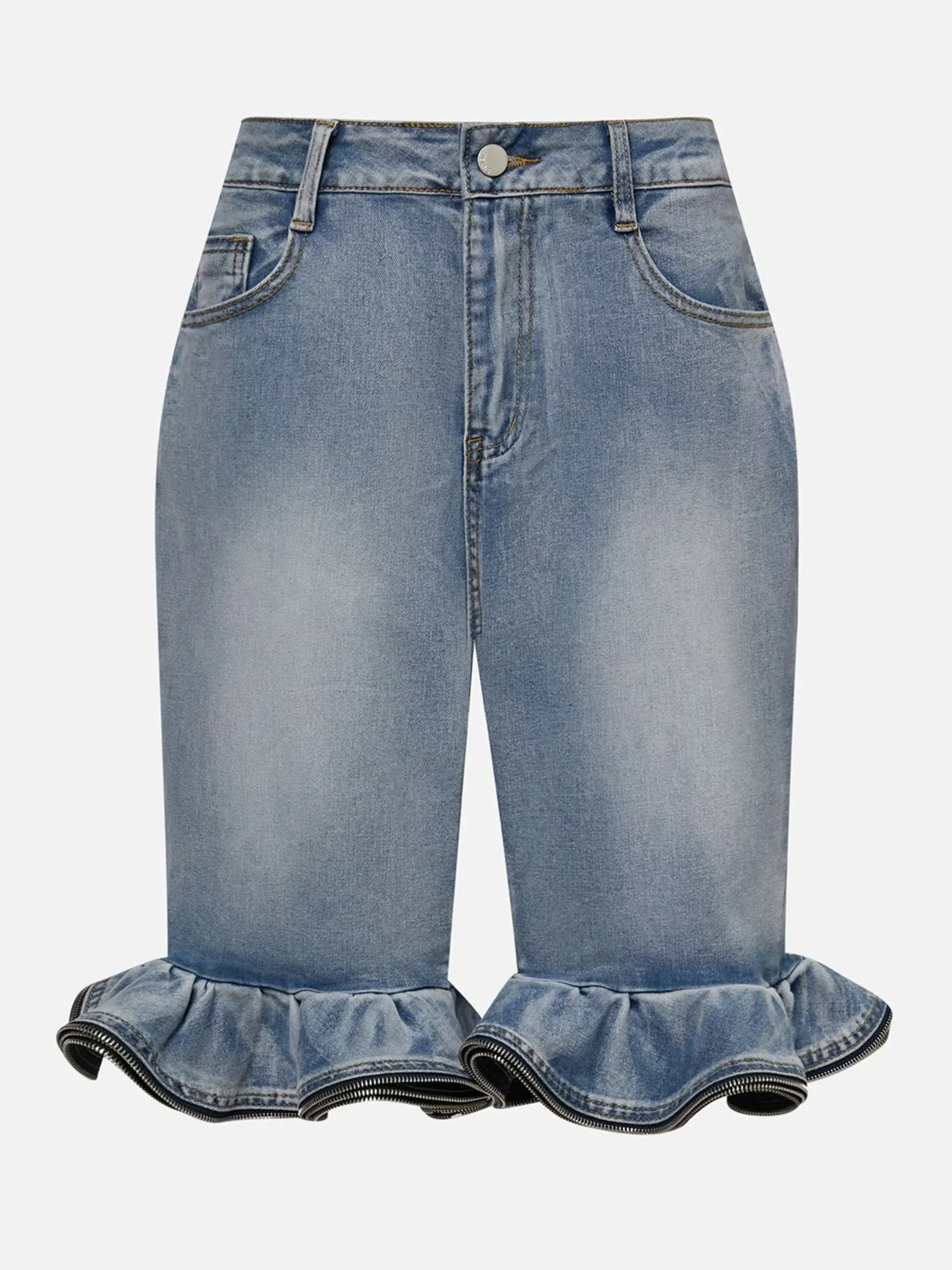 Casual Solid Tailored Denim Shorts