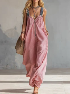 Casual Striped Loosen Overall Jumpsuit