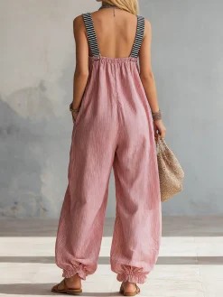 Casual Striped Loosen Overall Jumpsuit