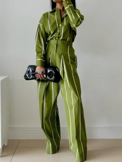 Casual Striped Printing Wide Leg Pants