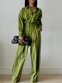 Casual Striped Printing Wide Leg Pants
