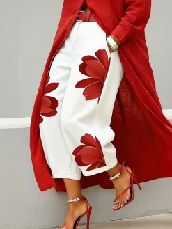 Casual Zipper Loose Bloomers Ankle Pants O-Line Daily Trousers