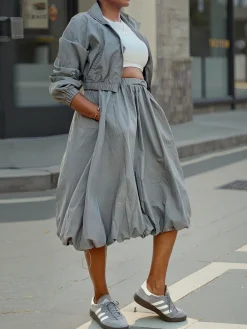 Casual Zipper Plain Shawl Collar Jacket