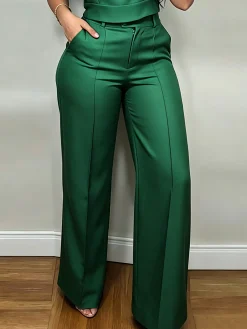 Cotton And Linen Casual Plain Straight Pants