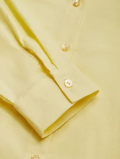 Cotton And Linen Casual Plain Raglan Sleeves Shirt