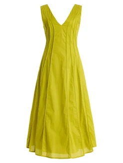 Cotton And Linen Casual Plain Ruched Midi Dress