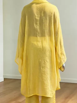 Cotton And Linen Loosen Casual Plain Shirt Collar Blouse