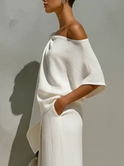 Cotton And Linen Vacation Plain Bow Asymmetrical Blouse