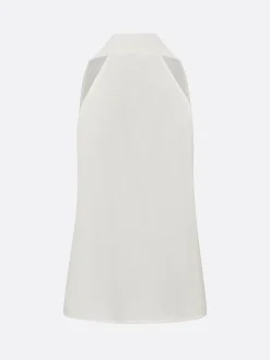 Cotton Casual Plain Halter Neck Blouse