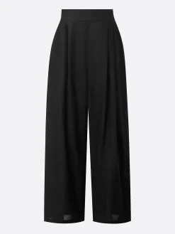 Cotton Casual Plain Wide Leg Pants