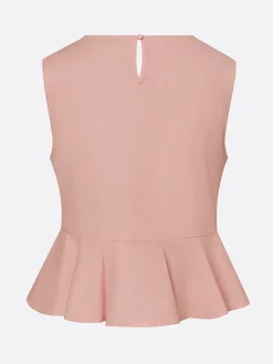 Cotton Casual Solid Relaxed Plain Peplum Sleeveless Blouse