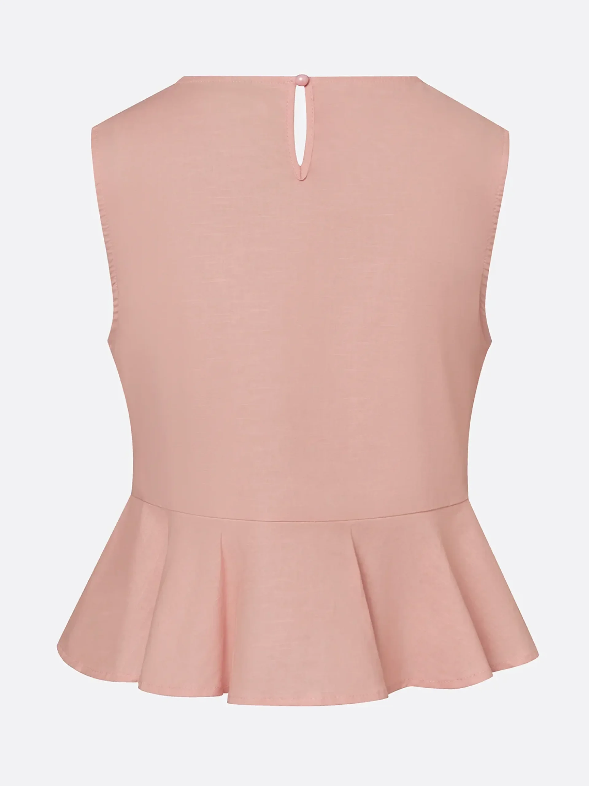Cotton Casual Solid Relaxed Plain Peplum Sleeveless Blouse