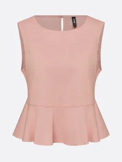 Cotton Casual Solid Relaxed Plain Peplum Sleeveless Blouse