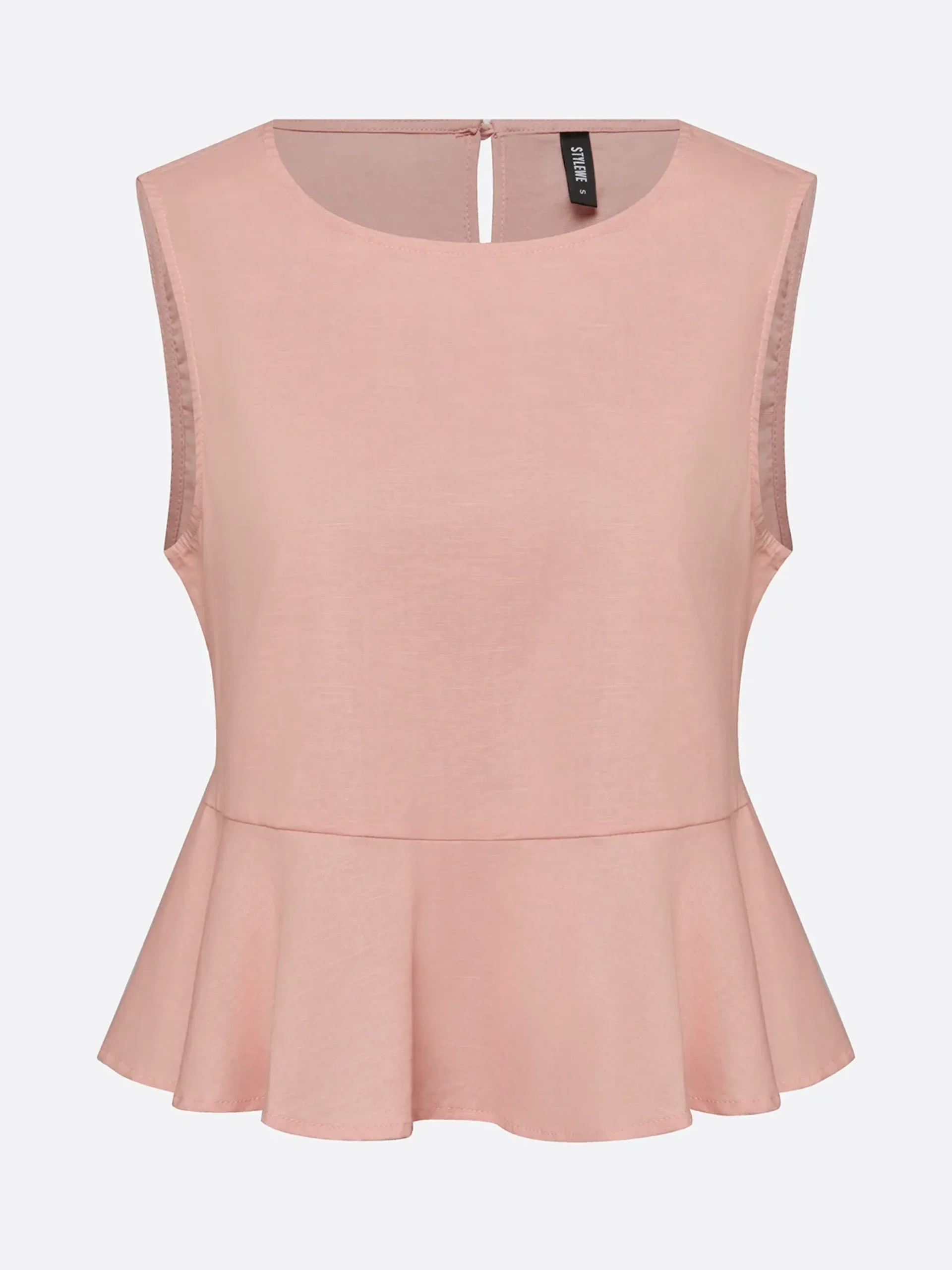 Cotton Casual Solid Relaxed Plain Peplum Sleeveless Blouse