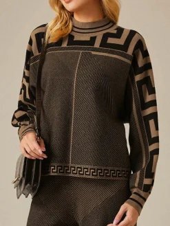 Crew Neck Loose Urban Geometric Sweater