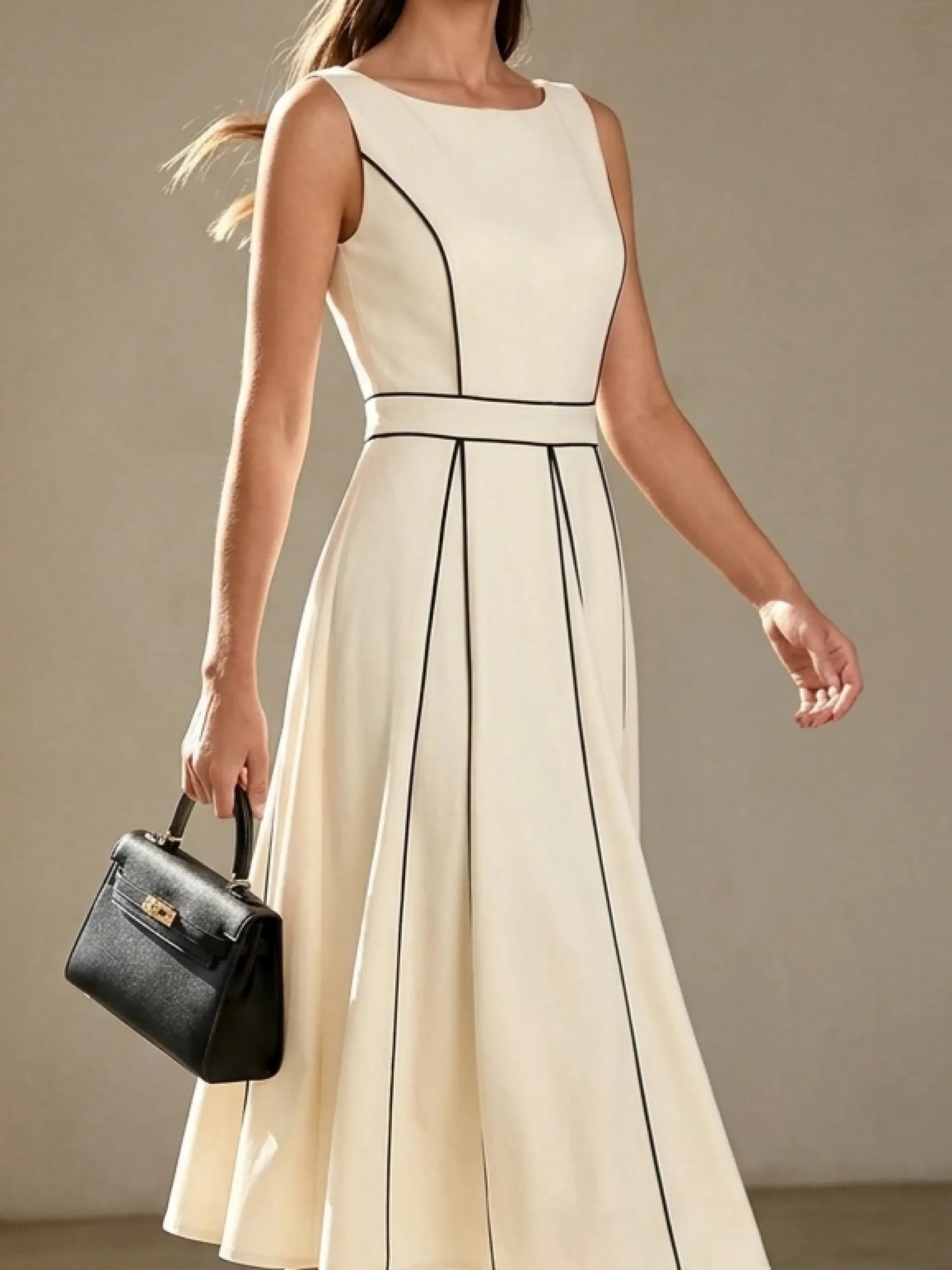 Crew Neck Plain Elegant Dress With No