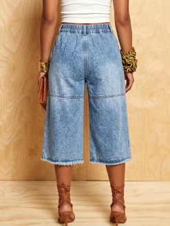 Denim Casual Solid Relaxed Jeans