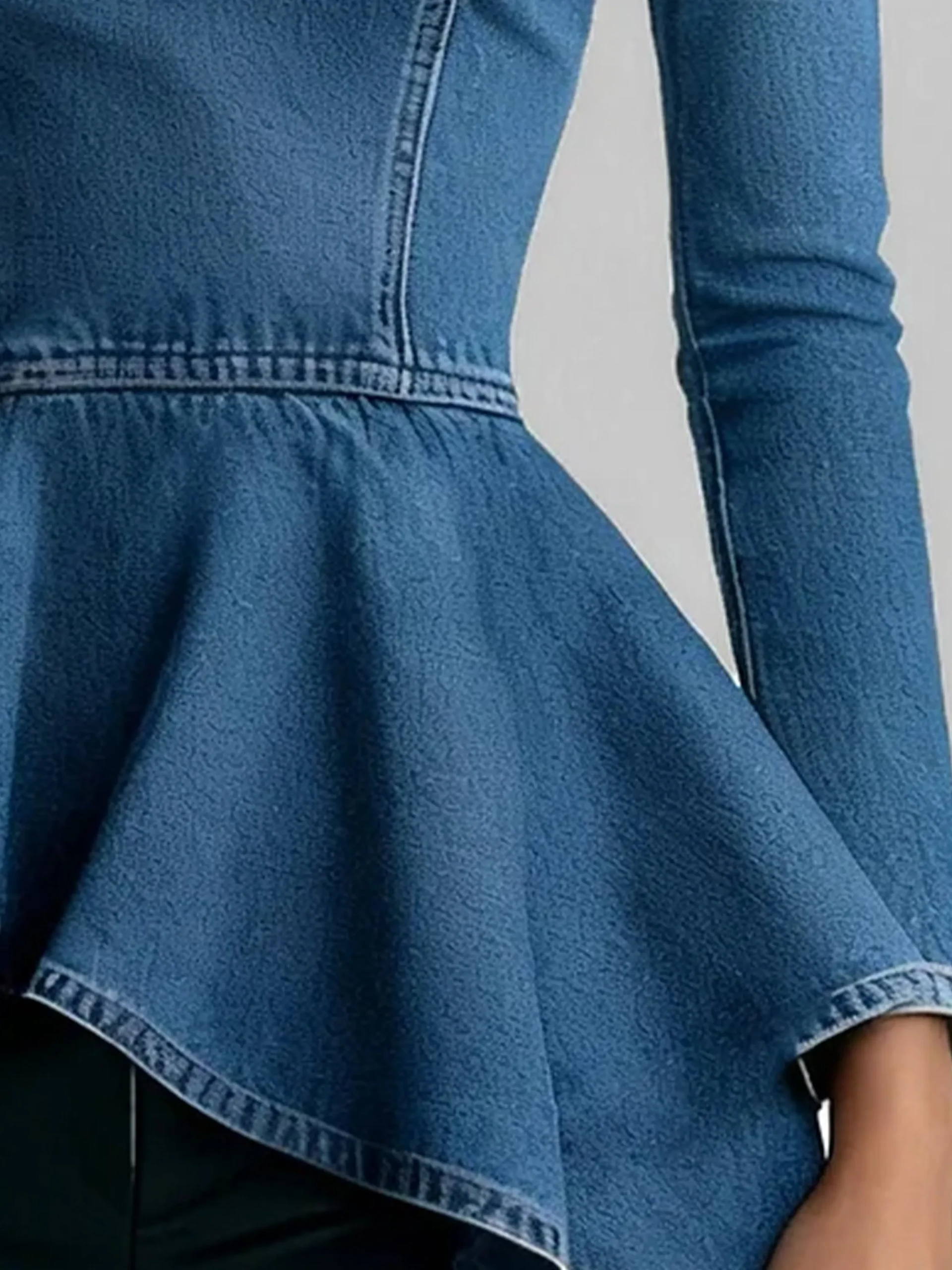 Denim Urban Plain Asymmetric Top