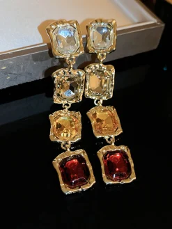 Diamond-Encrusted Square Earrings