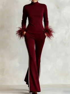 Elegant Color Block Straight Pants