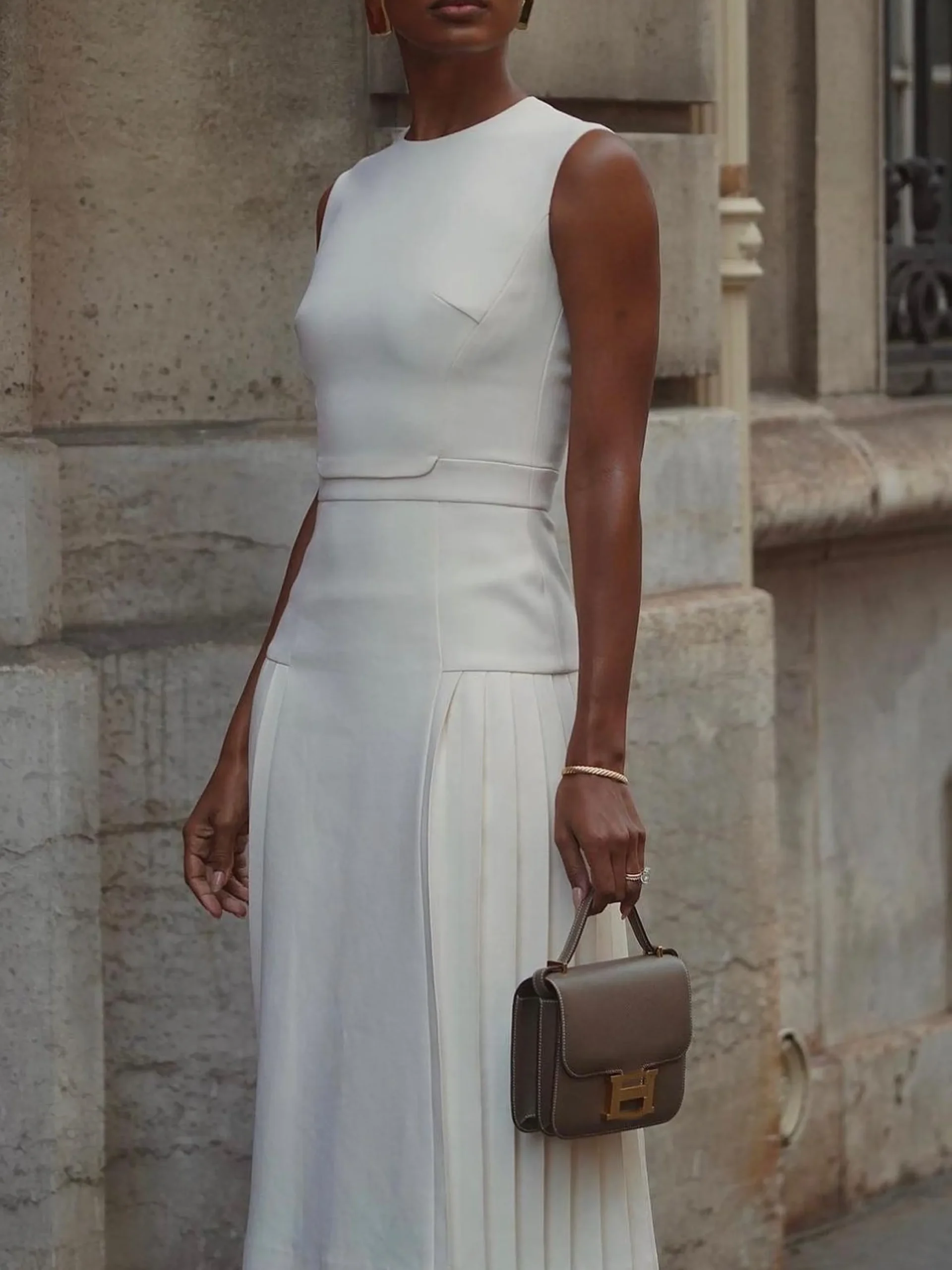 Elegant Crew Neck Stretchable Sleeveless Midi Dress
