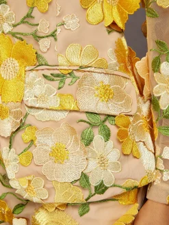 Elegant Exquisite Embroidered Floral Lapel Blazer