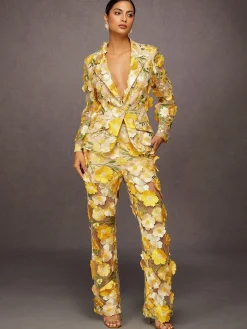 Elegant Floral Embroidery Pants