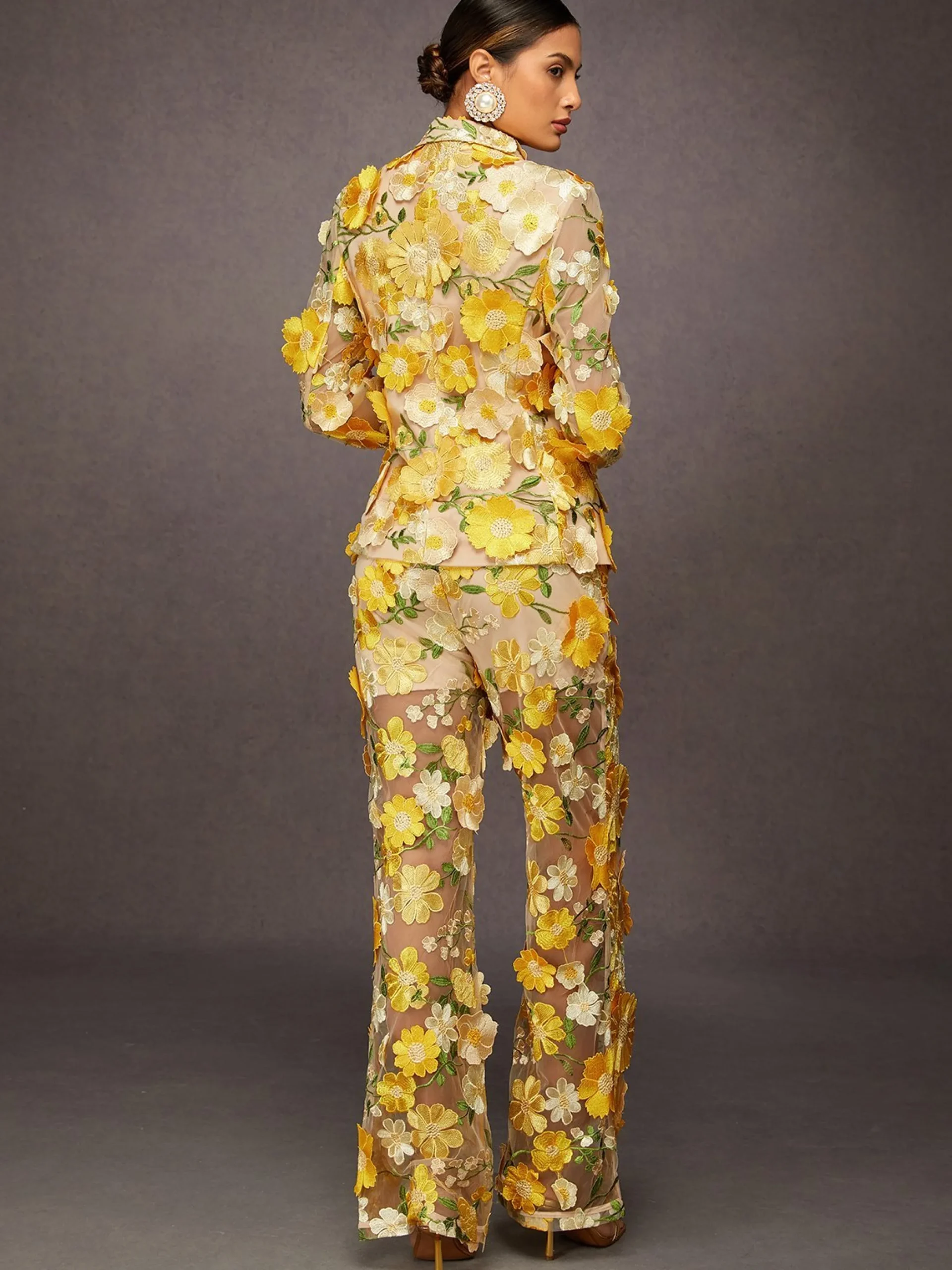 Elegant Floral Embroidery Pants