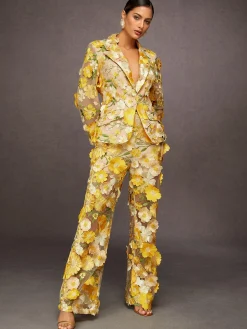 Elegant Floral Embroidery Pants