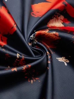 Elegant Floral Lapel Collar Knee Length Dress
