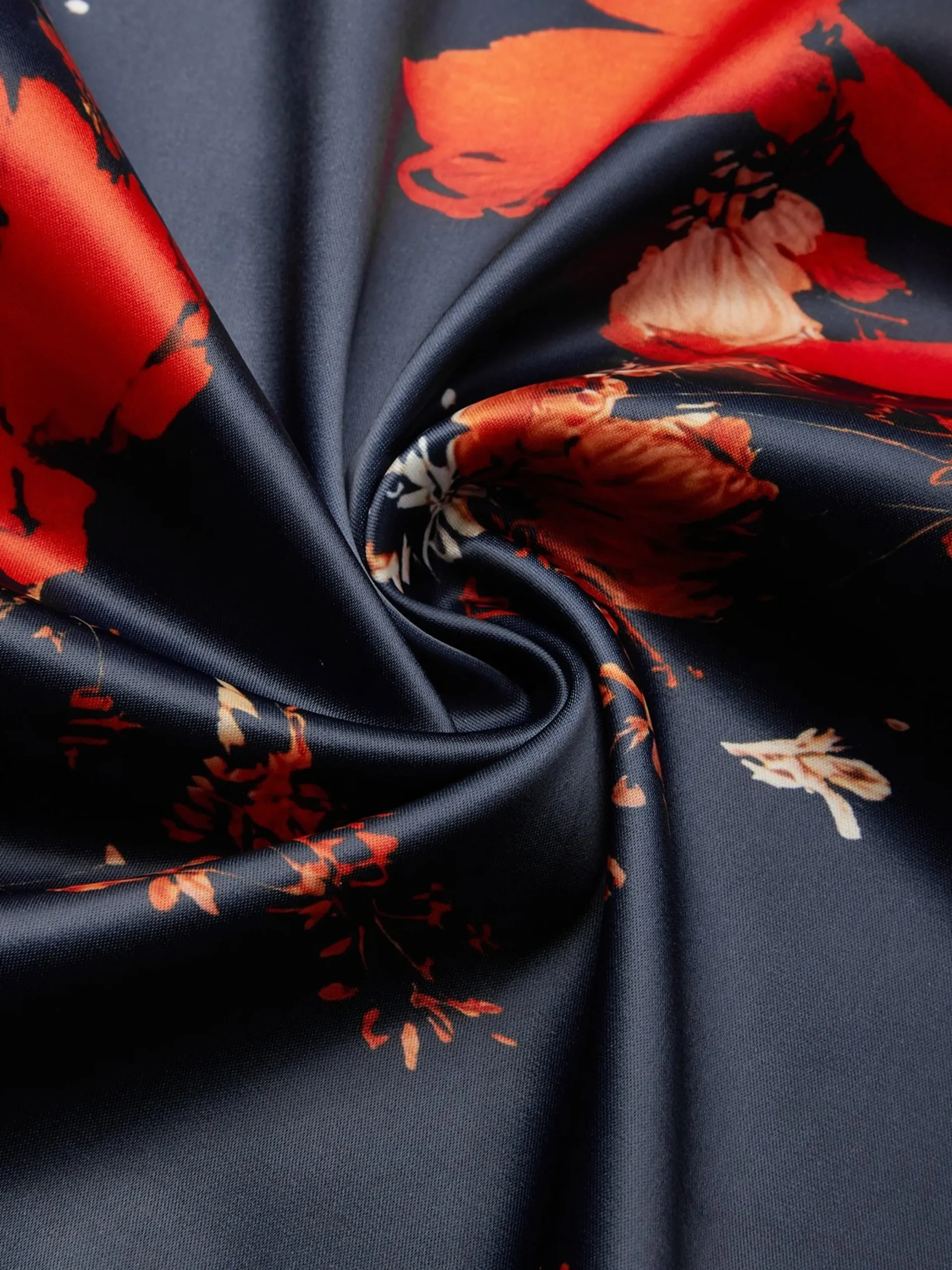 Elegant Floral Lapel Collar Knee Length Dress