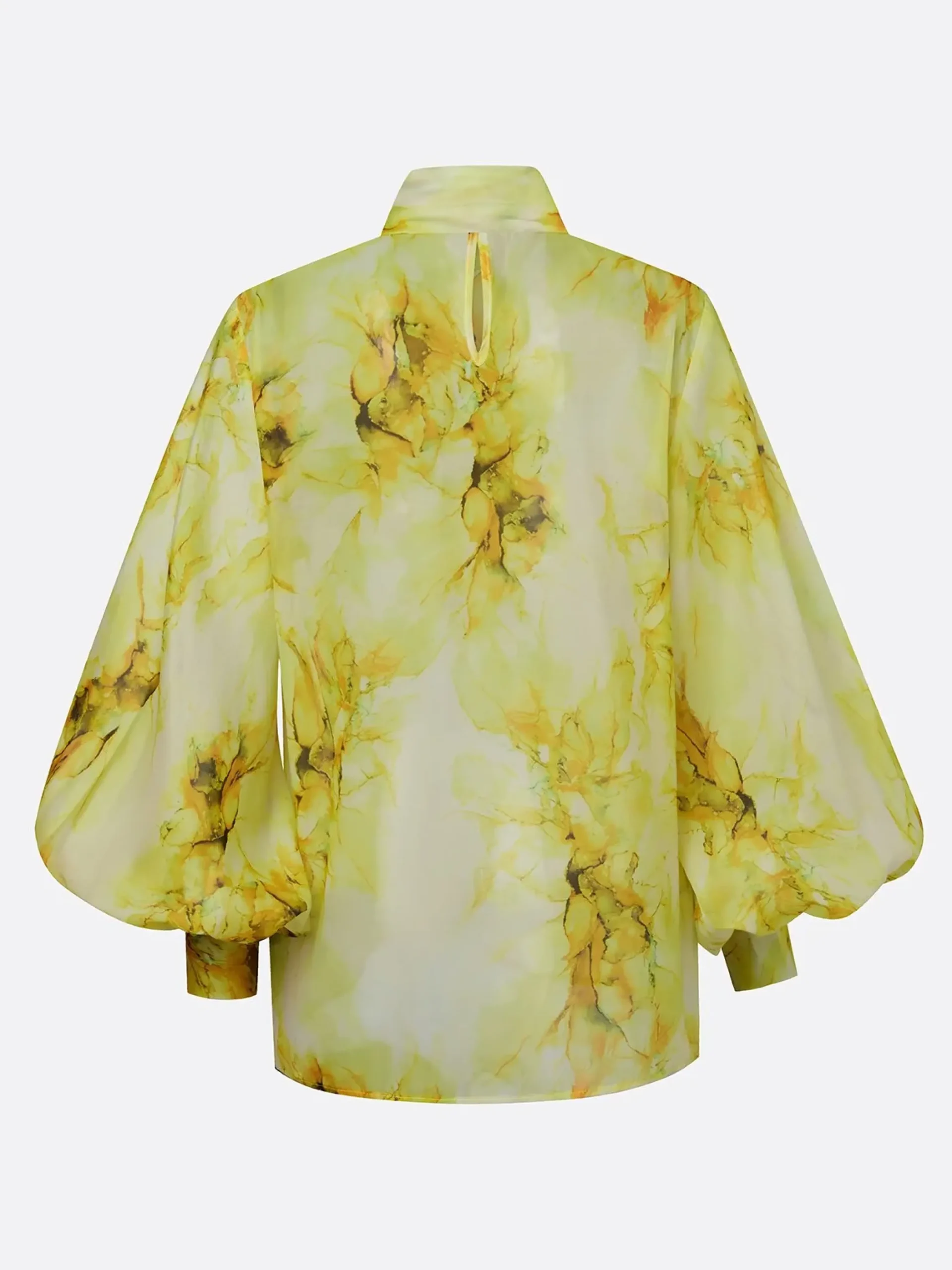 Elegant Floral Printing Balloon Sleeve Shirt
