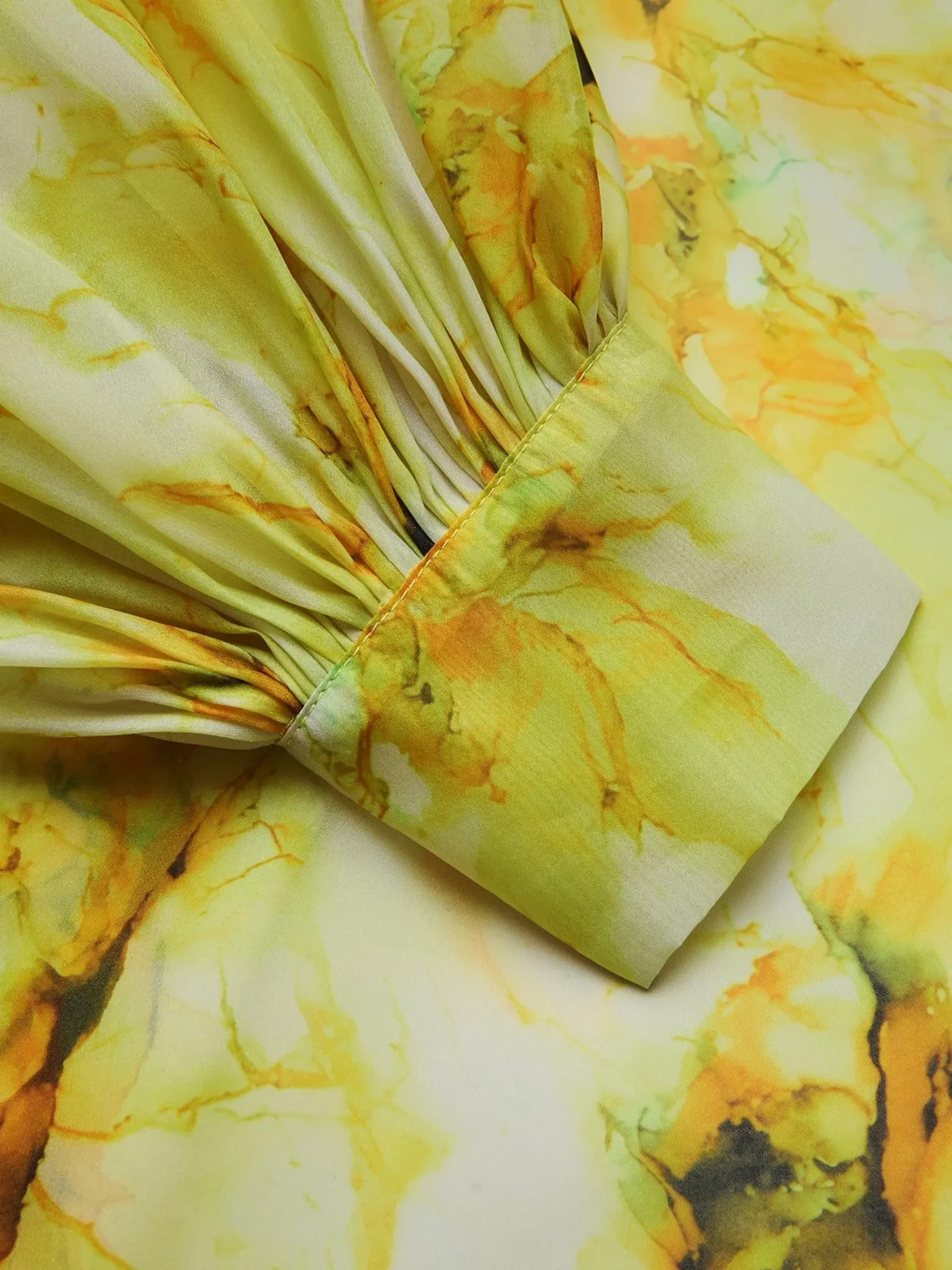 Elegant Floral Printing Balloon Sleeve Shirt
