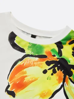 Elegant Floral Printing Crew Neck T-shirt