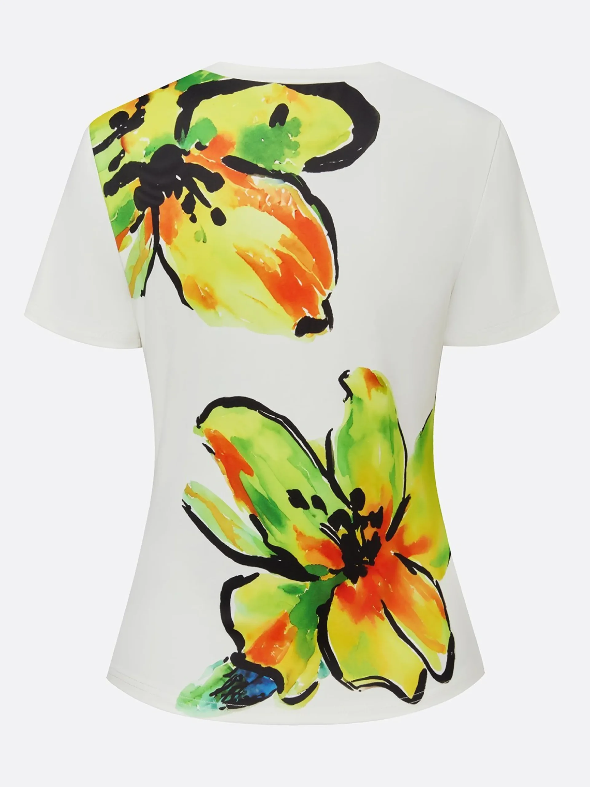 Elegant Floral Printing Crew Neck T-shirt