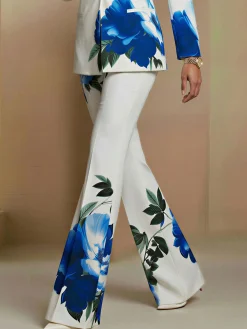 Elegant Floral Printing Flare Pants