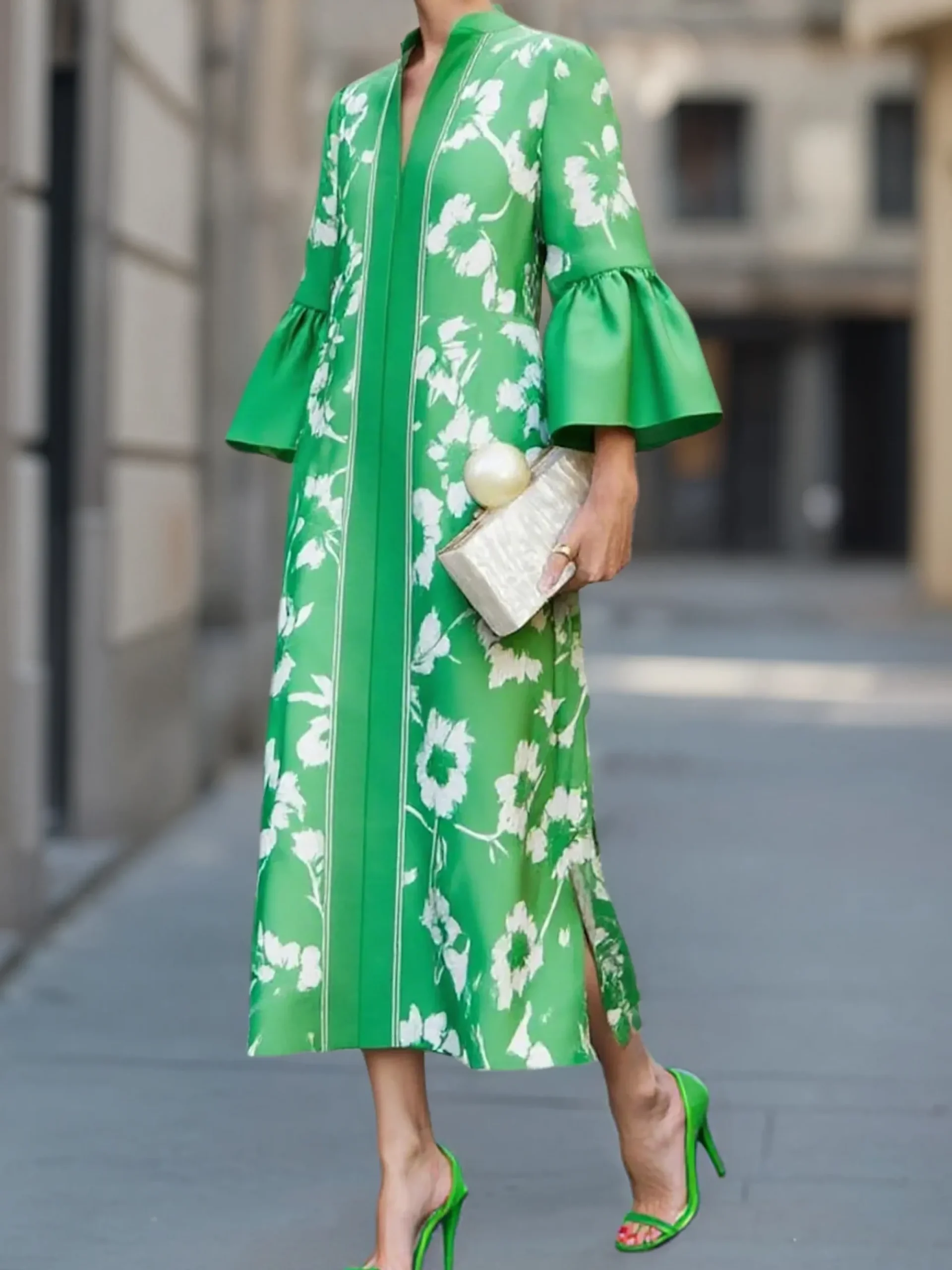 Elegant Floral Printing Maxi Dress