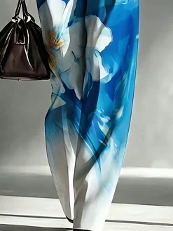 Elegant Floral Printing Straight Pants