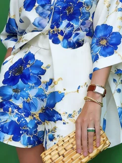 Elegant Floral Printing Straight Pants Shorts