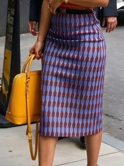 Elegant Geometric Midi Skirt