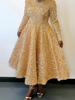 Elegant Glitter Big Hemline Party Dress