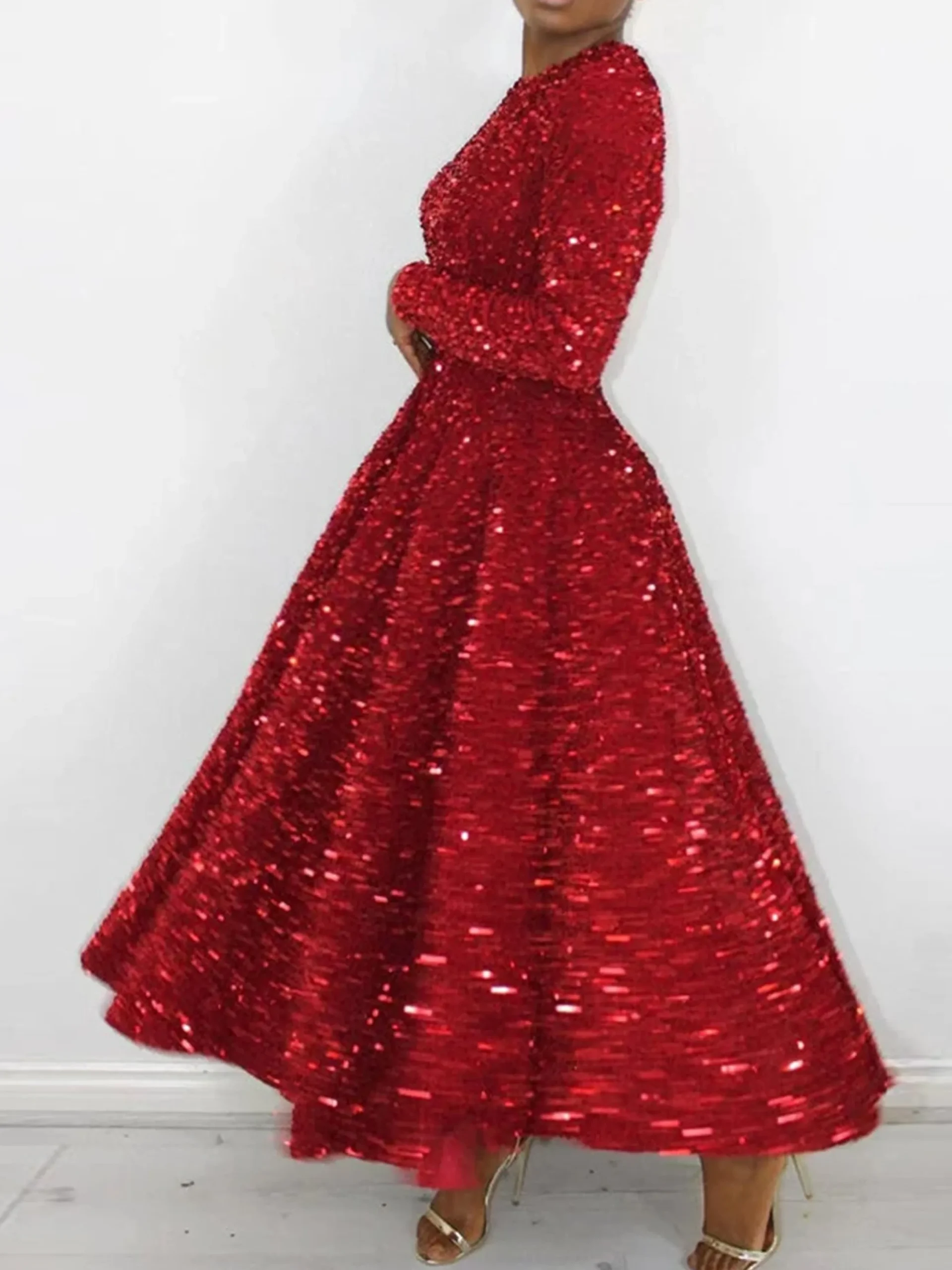 Elegant Glitter Big Hemline Party Dress