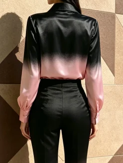Elegant Gradient Pattern Printing Shirt Collar Shirt
