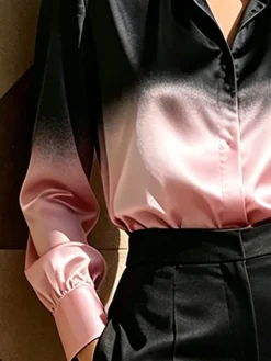 Elegant Gradient Pattern Printing Shirt Collar Shirt