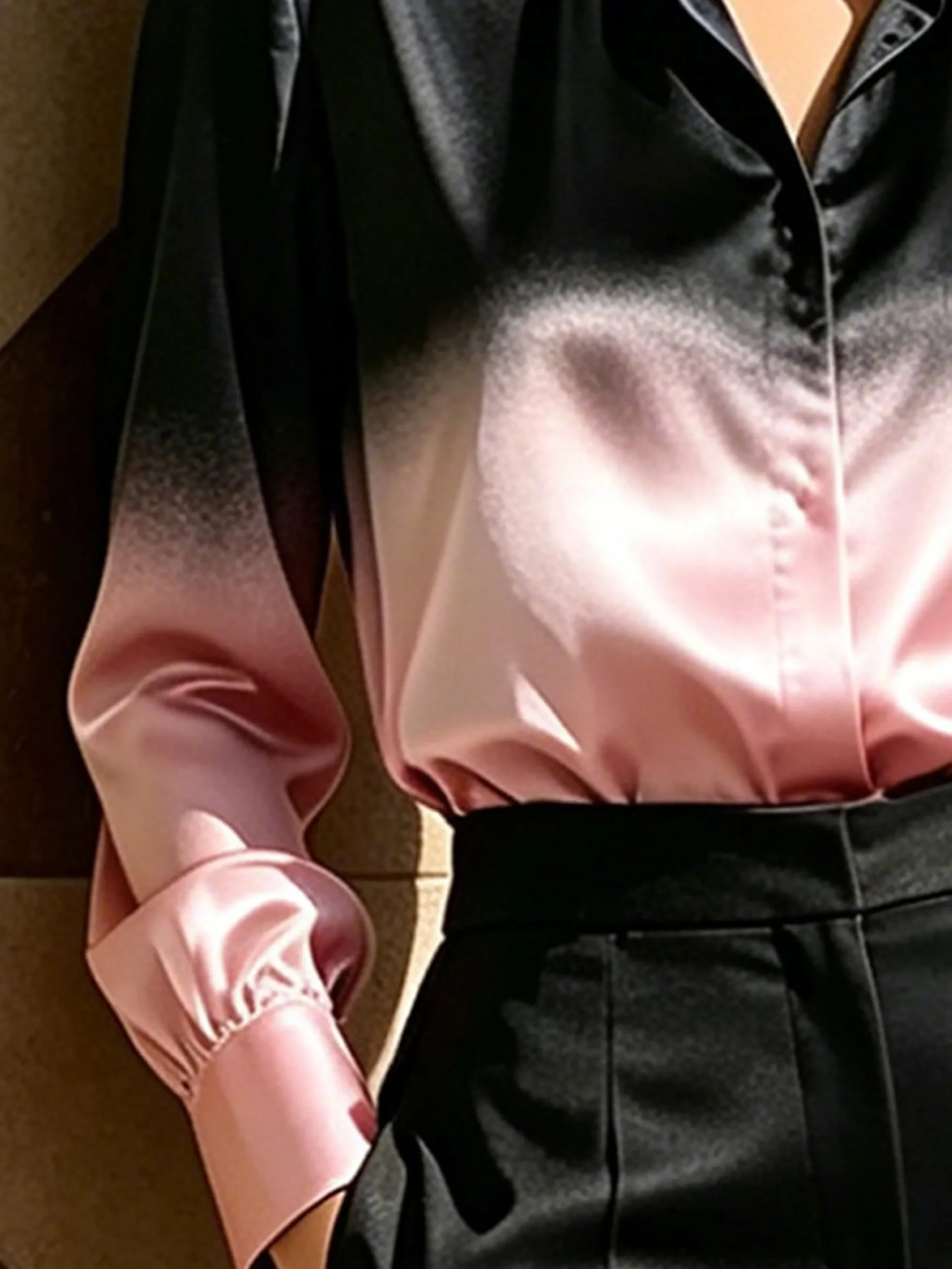 Elegant Gradient Pattern Printing Shirt Collar Shirt